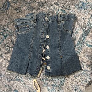 Urban Outfitters Denim Corset Top with Button Detail